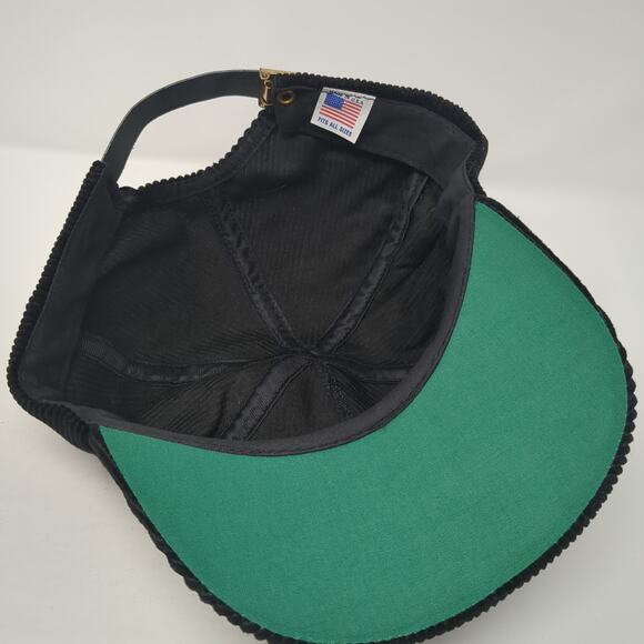 Coors Rodeo Slideback Hat Black One Size Solid Leather Strap Corduroy - Picture 6 of 8